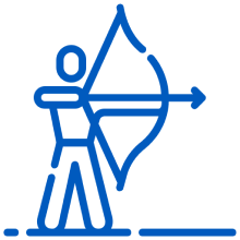 Blue stick figure archer with bow and arrow.