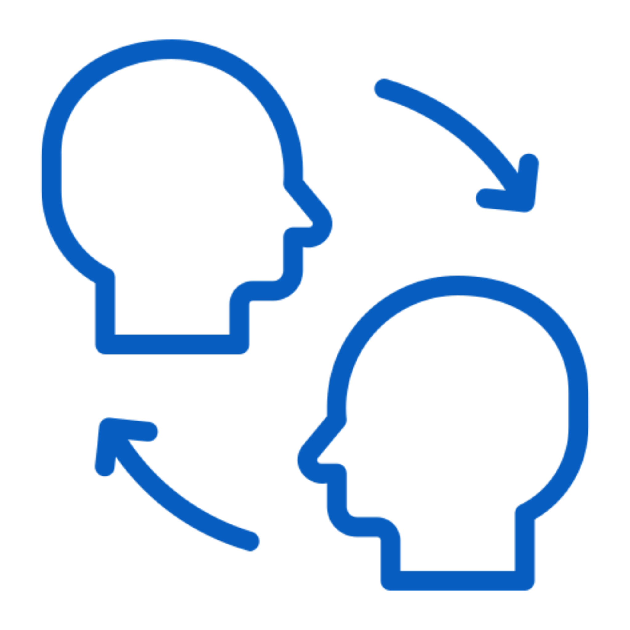 Icon depicting communication between two people with arrows.