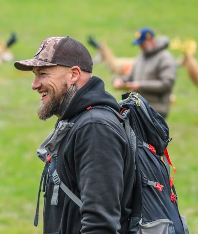 Competitor Derek McMaster having fun before the competition begins at the 2026 Appalachian Bowhunter Challenge