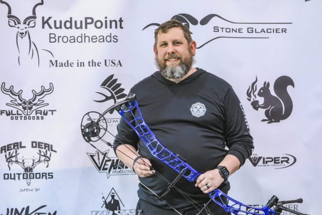 Competitor Zach Kepler receiving his flagship compound bow at the awards ceremony for the 2026 Appalachian Bowhunter Challenge